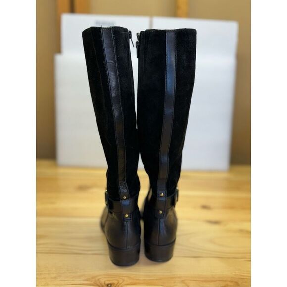 Ralph Lauren Micah Boot Tall Black Leather Knee High Riding Heel Sz 7.5B - Picture 7 of 13